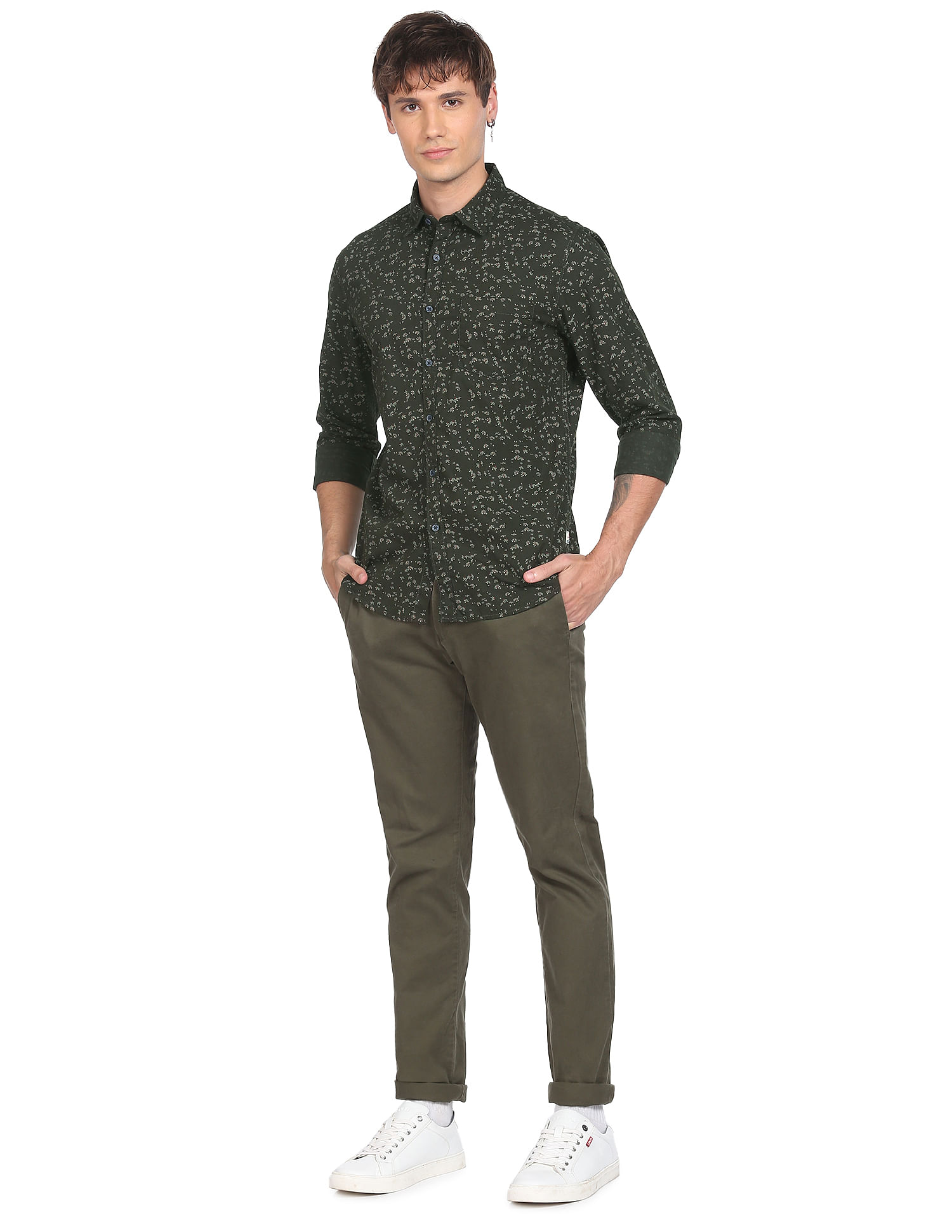 Flying Machine Floral Print Pure Cotton Shirt