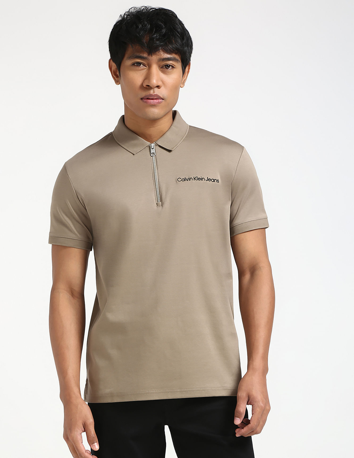 Calvin Klein Regular Half Zip Cotton Polo Shirt