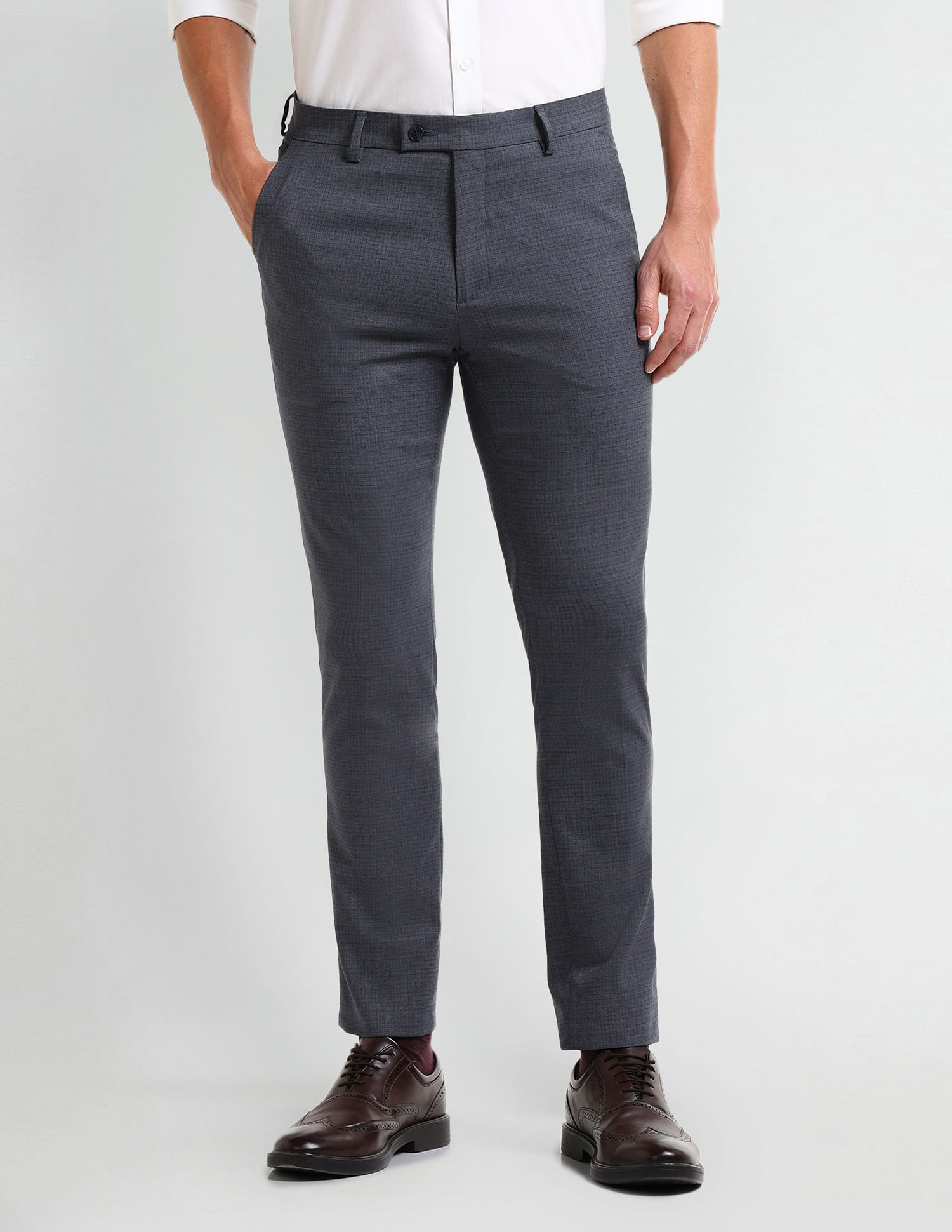 Arrow Slim Fit Checked Trousers