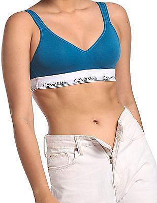 Buy Calvin Klein Underwear Women Blue Solid Square Neck Sports Bra