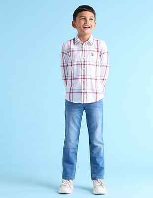 U S Polo Assn Kids Boys Regular Fit Grid Tattersall Checks Shirt