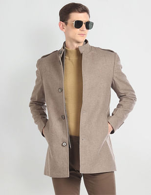 Arrow Sports Detachable Muffler Wool Trench Coat