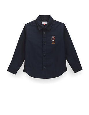 U S Polo Assn Kids Boys Solid Cutaway Collar Shirt