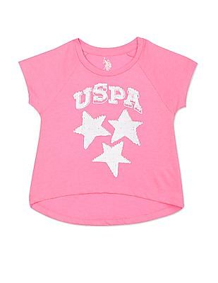 U S Polo Assn Kids Round Neck Flip Sequins T-Shirt