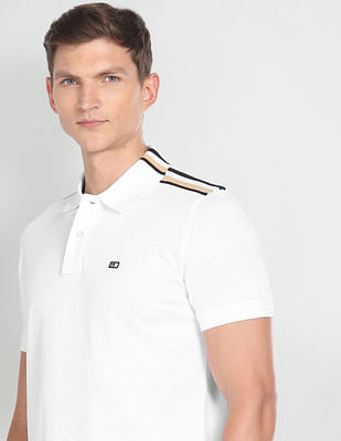 Buy Arrow Sports Men Cream Ribbed Collar Textured Polo Shirt - NNNOW.com