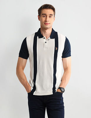 U S Polo Assn Denim Co Muscle Fit Striped Cotton Polo Shirt