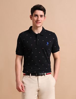 U S Polo Assn Flag Print Polo Shirt