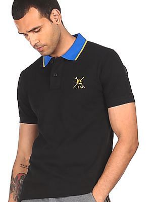 U S Polo Assn Contrast Collar Solid Polo Shirt