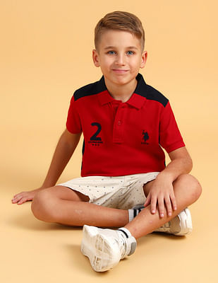 U S Polo Assn Kids Boys Cotton Printed Polo Shirt