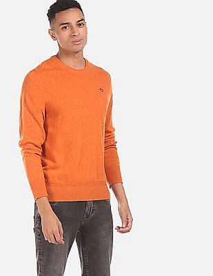 orange crew neck sweater mens