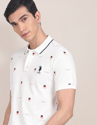 U S Polo Assn Crest Print Polo Shirt