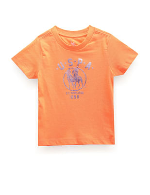 U S Polo Assn Kids Boys Brand Print Cotton T-Shirt