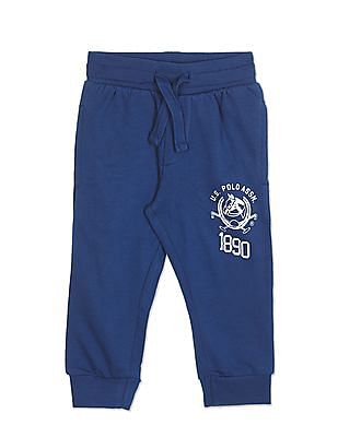 U S Polo Assn Kids Boys Blue Mid Rise Solid Joggers