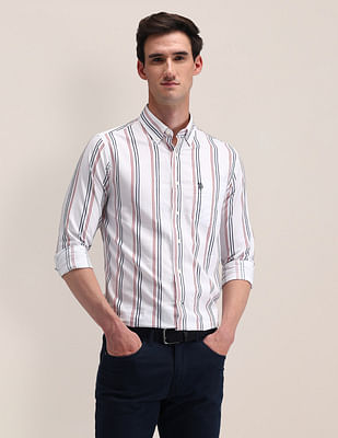 U S Polo Assn Tailored Fit Cotton Striped Shirt