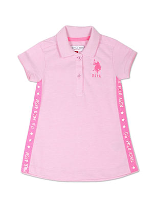 U S Polo Assn Kids Brand Tape Solid Polo Dress