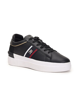 Tommy Hilfiger Women Webbing Leather Court Sneakers