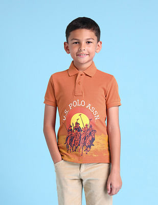 U S Polo Assn Kids Boys Brand Printed Polo Shirt