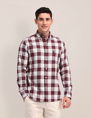 U S Polo Assn Tailored Fit Twill Checked Shirt