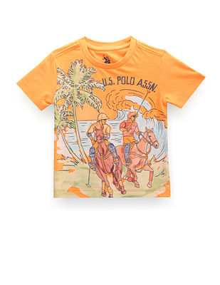 U S Polo Assn Kids Boys Graphic Print Cotton T-Shirt