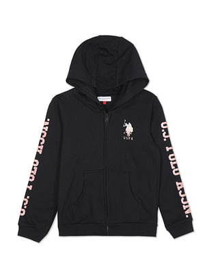 U S Polo Assn Kids Glitter Logo Hooded Sweatshirt