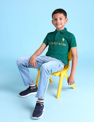 U S Polo Assn Kids Boys Brand Printed Polo Shirt