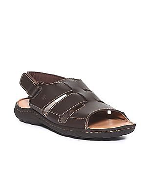 Arrow Men Dark Brown Crossover Strap Dikinson Open Toe Sandals