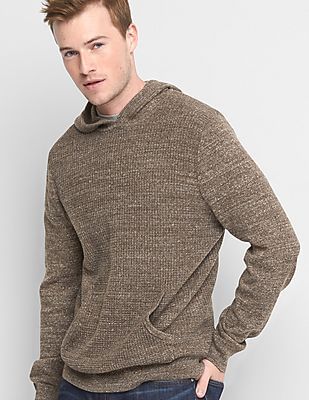 Buy GAP Men Men Brown Waffle Knit Pullover Hoodie - NNNOW.com