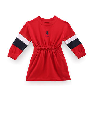 U S Polo Assn Kids Girls Crew Neck Sweat Dress