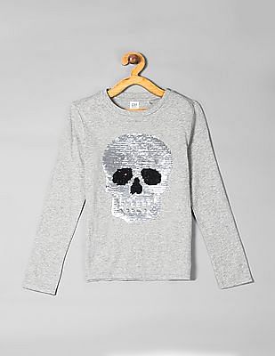 Buy GAP Boys Grey Long Sleeve Flippy Sequin T-Shirt - NNNOW.com