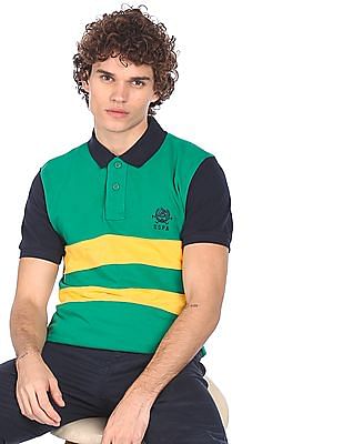 U S Polo Assn Pique Striped Polo Shirt