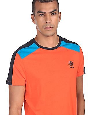 U S Polo Assn Ribbed Neck Colour Block T-Shirt