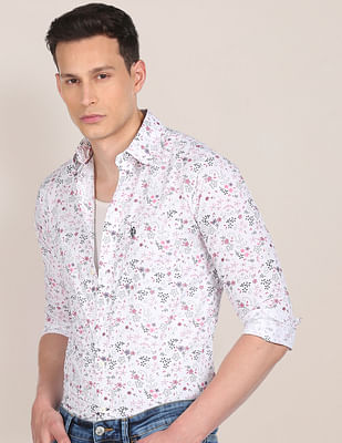 U S Polo Assn Tailored Regular Fit Floral Print Casual Shirt