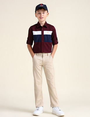 U S Polo Assn Kids Boys Solid Mid Rise Trousers