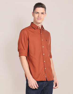 U S Polo Assn Solid Dobby Tailored Shirt