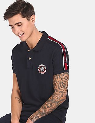 U S Polo Assn Denim Co Brand Tape Solid Pique Polo Shirt