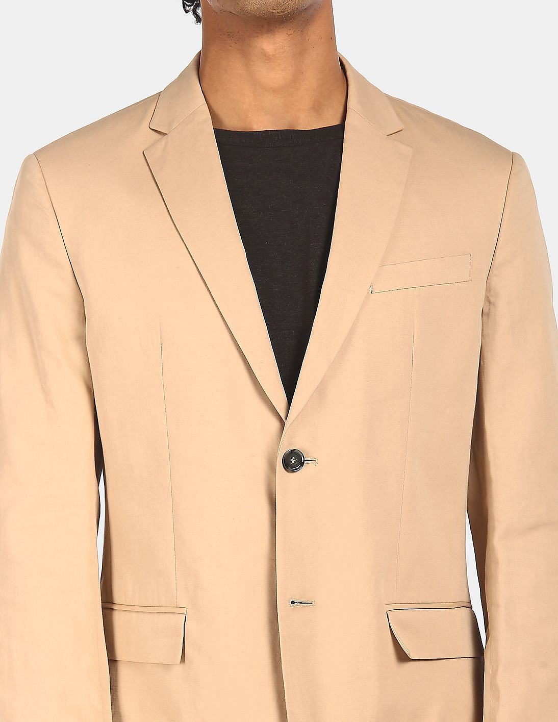 Buy Calvin Klein Men Beige Notch Lapel Single Breasted Solid