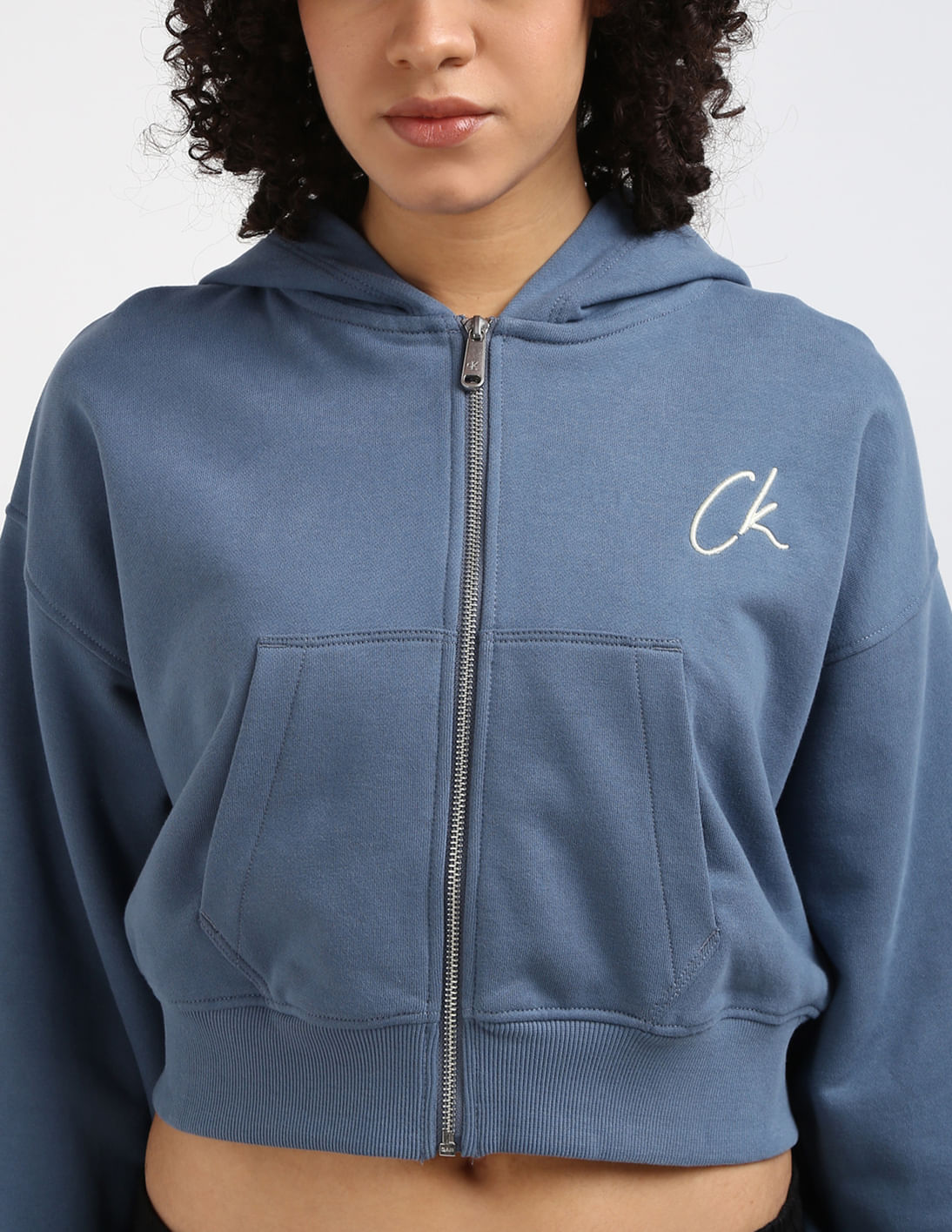 Buy Calvin Klein Jeans Cropped Zip Through Sweatshirt - NNNOW.com