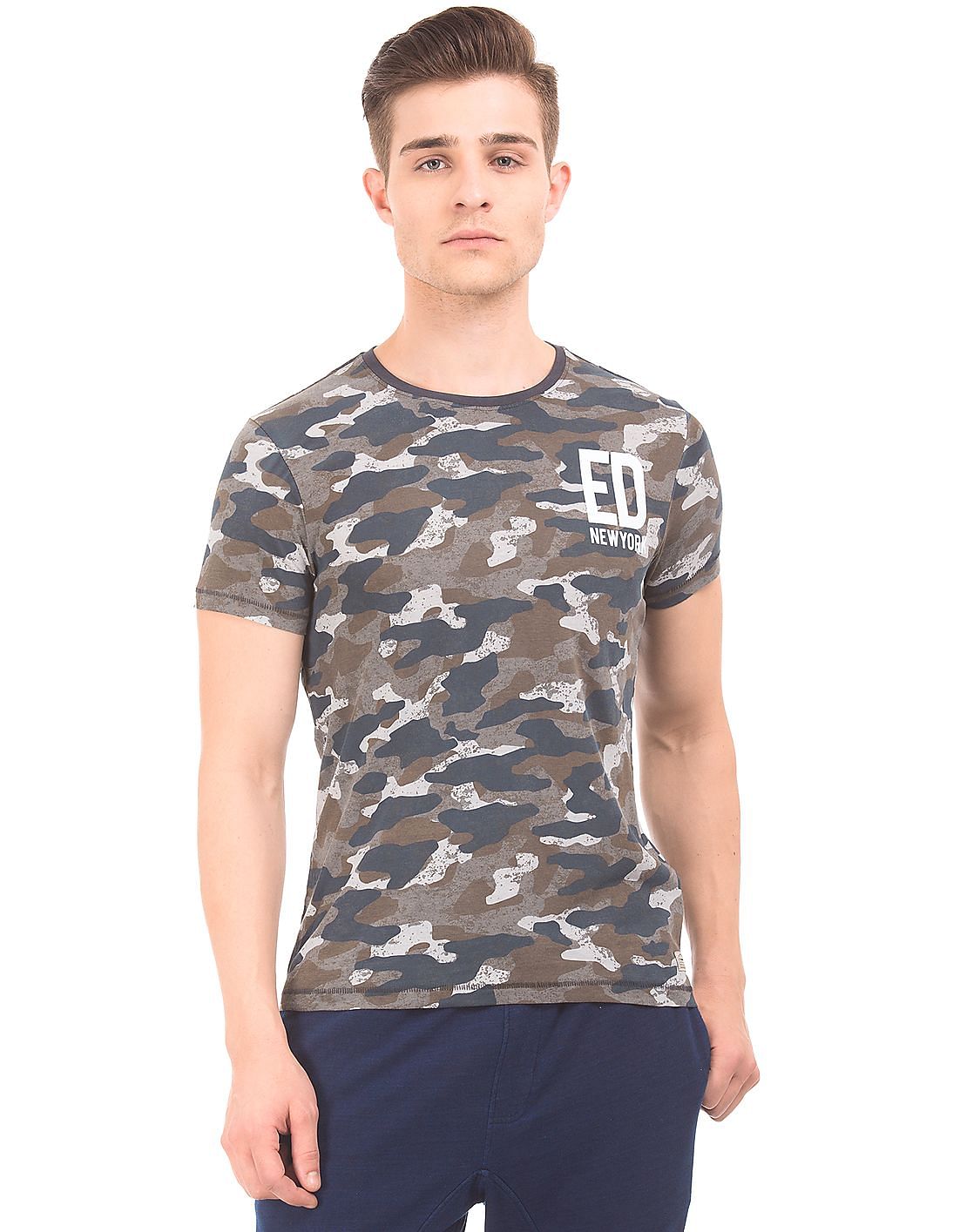 Buy Ed Hardy Men Multi-colour Slim Fit Camouflage Print T-Shirt - NNNOW.com