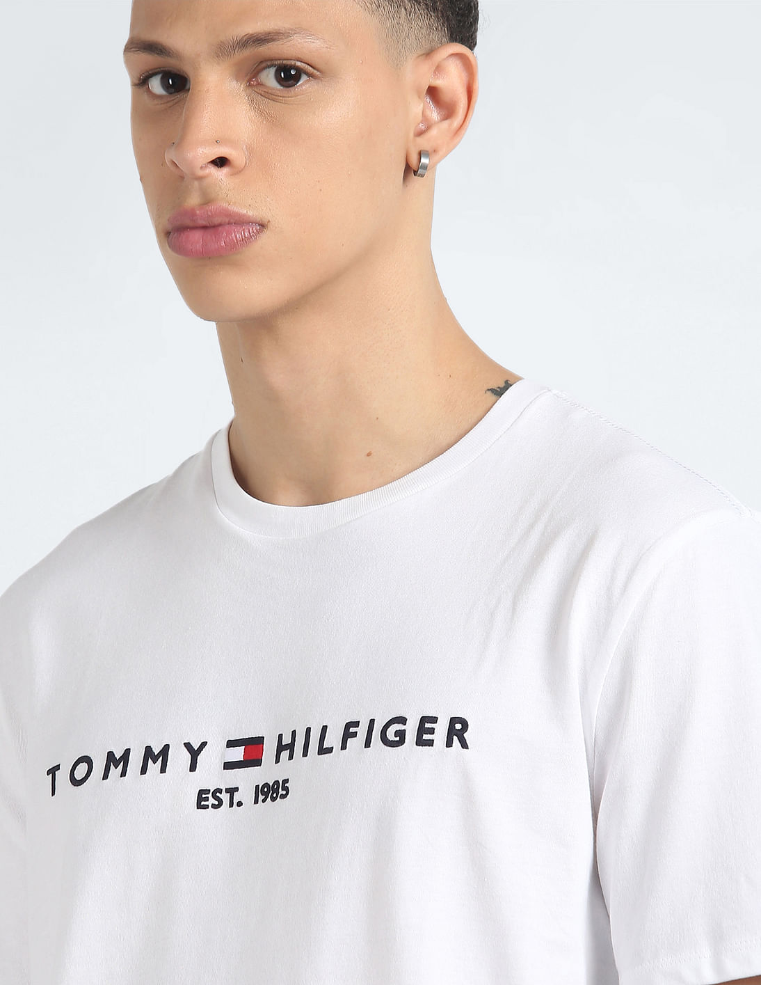 Buy Tommy Hilfiger Embroidered Regular Fit T-Shirt Logo
