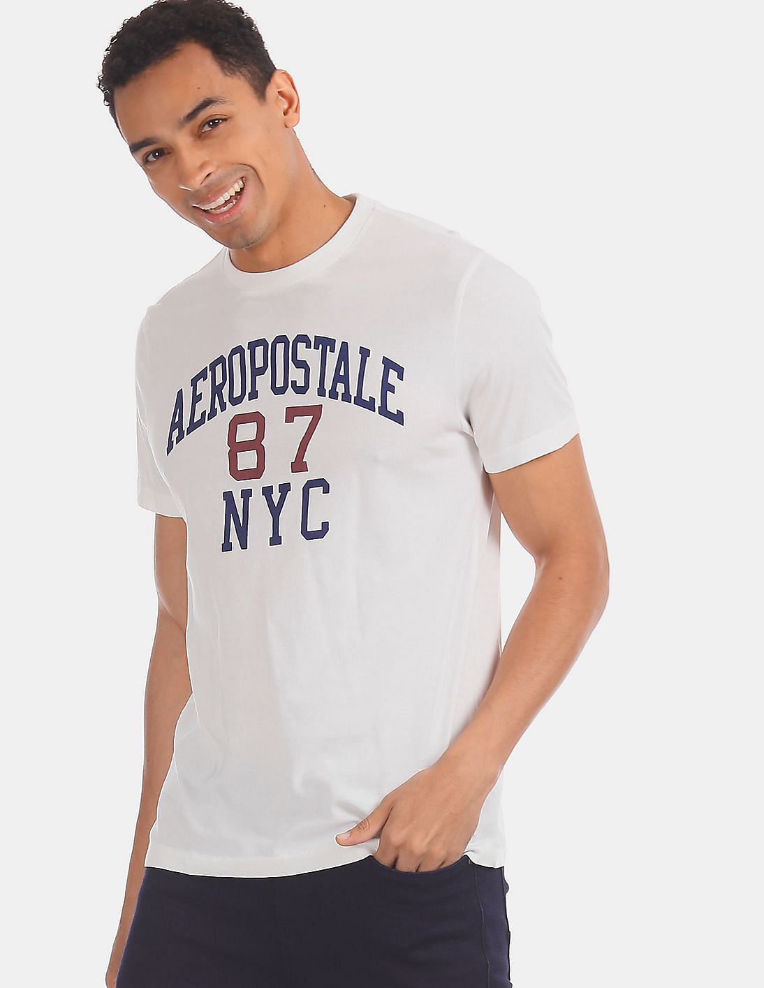 Buy Aeropostale White Crew Neck Brand Print T-Shirt - NNNOW.com