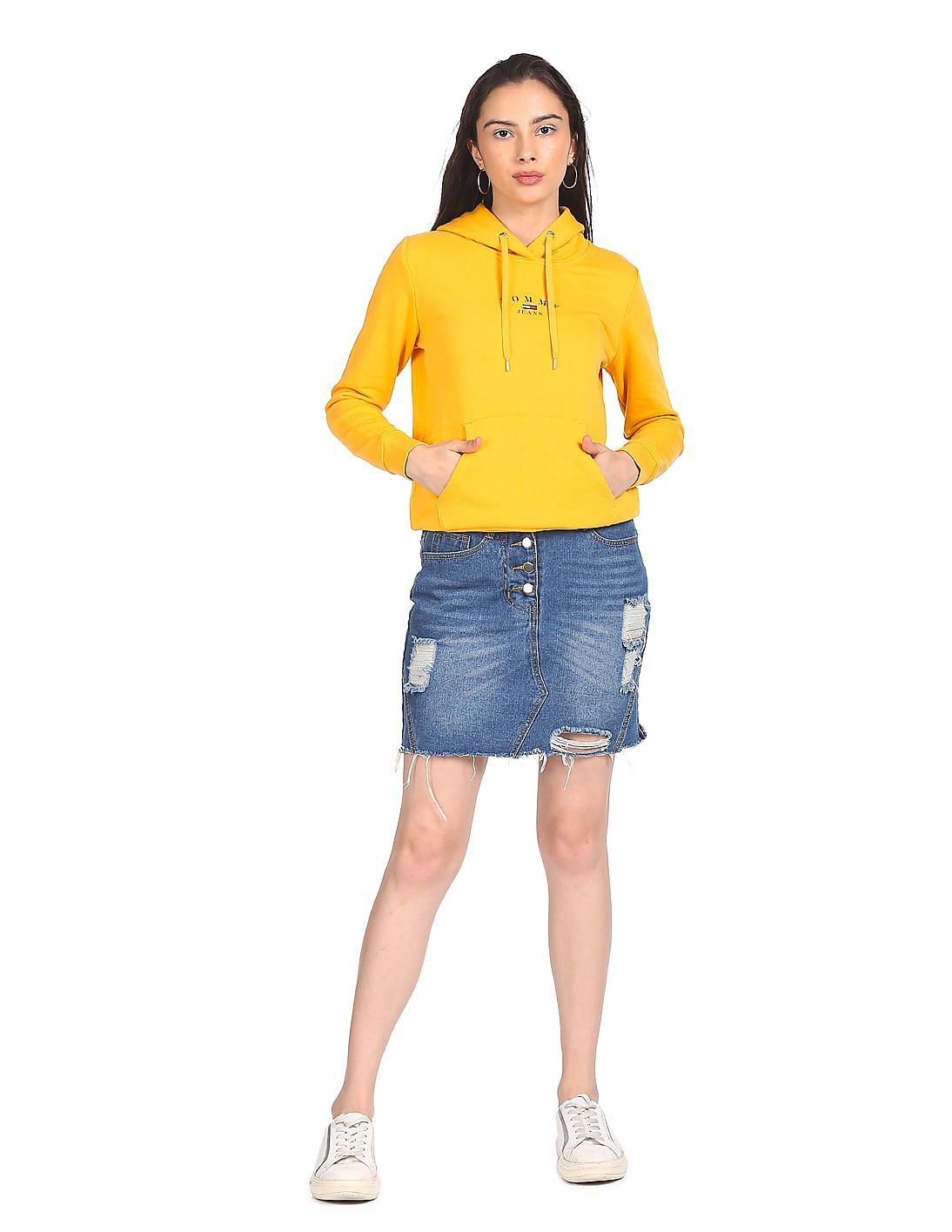 Yellow tommy clearance hilfiger hoodie women's