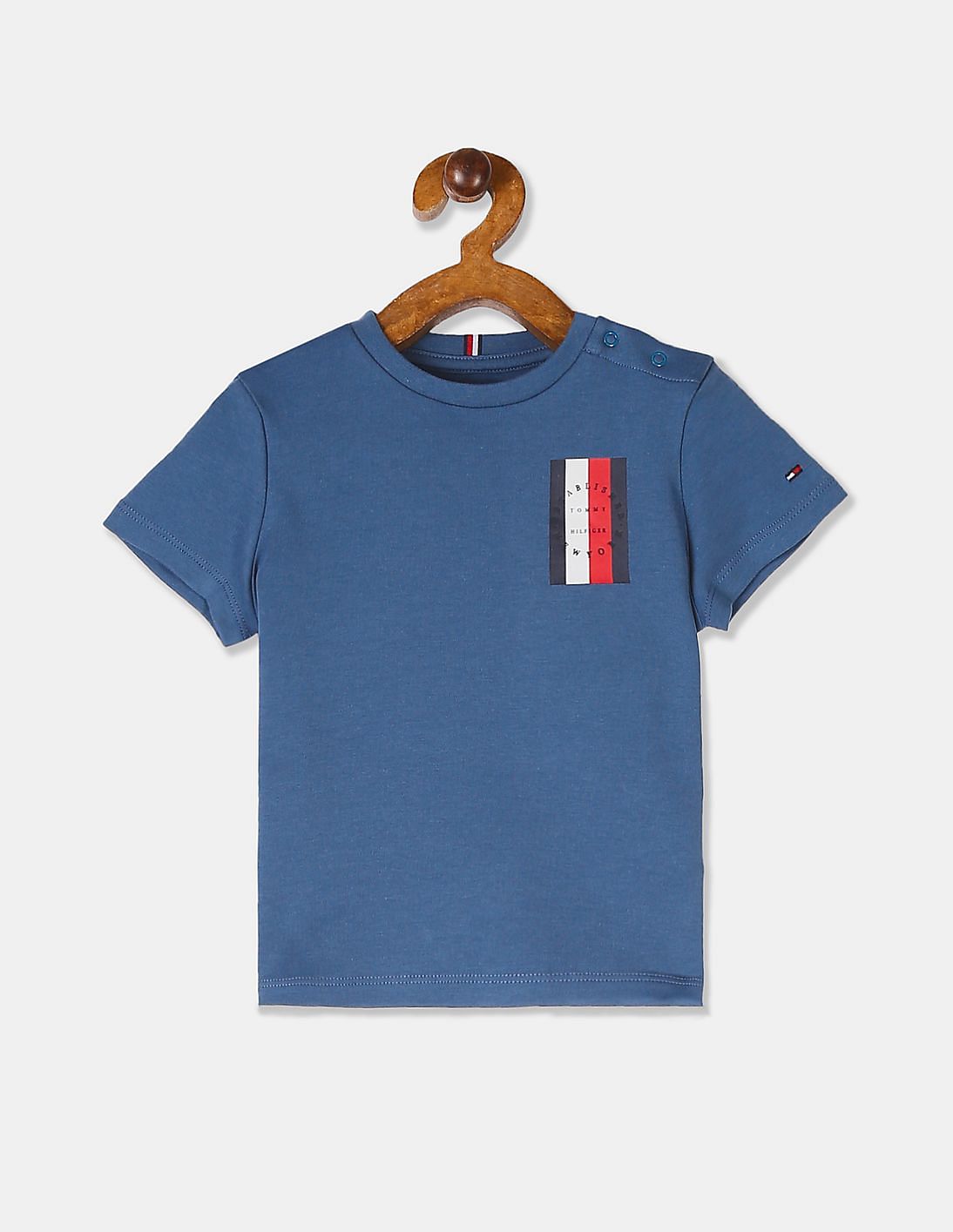 Buy Tommy Hilfiger Kids Boys Blue Round Neck Solid T-Shirt - NNNOW.com