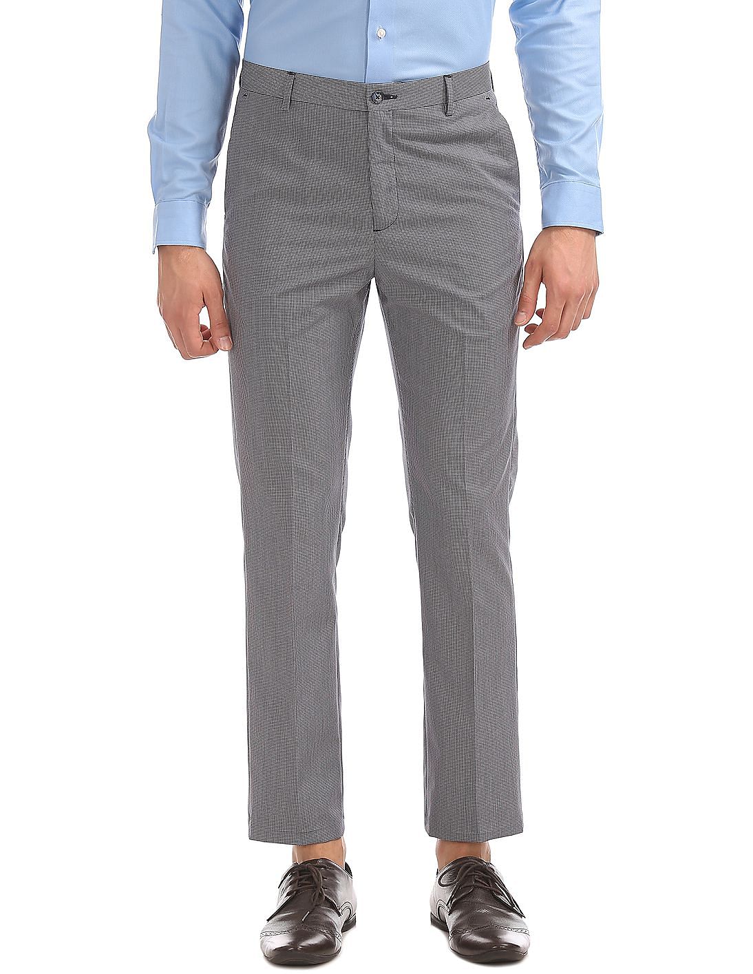 Buy Arrow Newyork Men Tapered Fit Pattern Weave Trousers - NNNOW.com