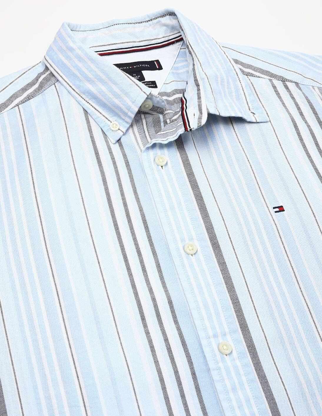 Buy Tommy Hilfiger Mens Blue Vertical Striped Shirt - NNNOW.com