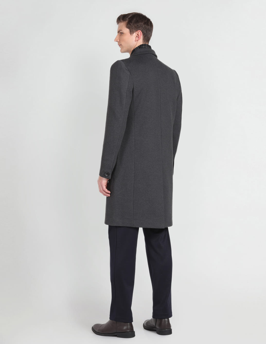 Buy Arrow Sports Notch Lapel Collar Solid Trench Coat - NNNOW.com
