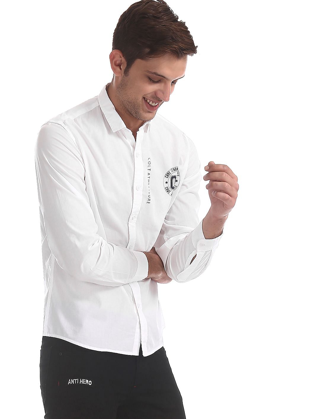 Buy Colt White Cutaway Collar Solid Shirt - NNNOW.com