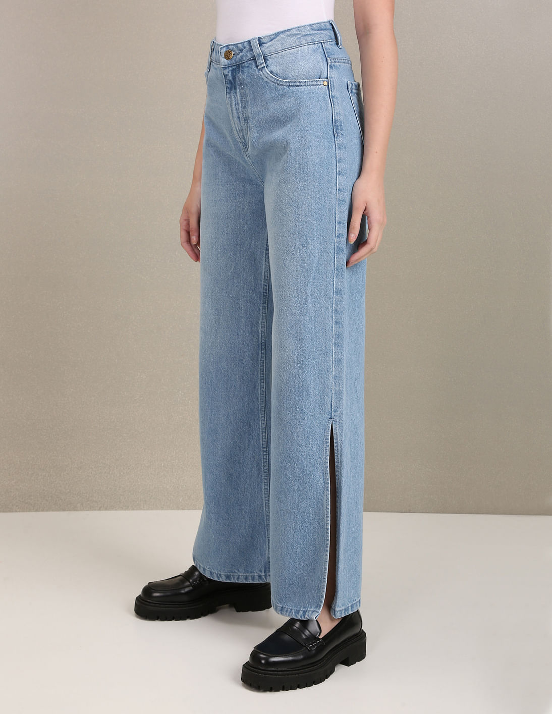 Buy U.S. Polo Assn. Women High Rise Slit Flared Fit Jeans