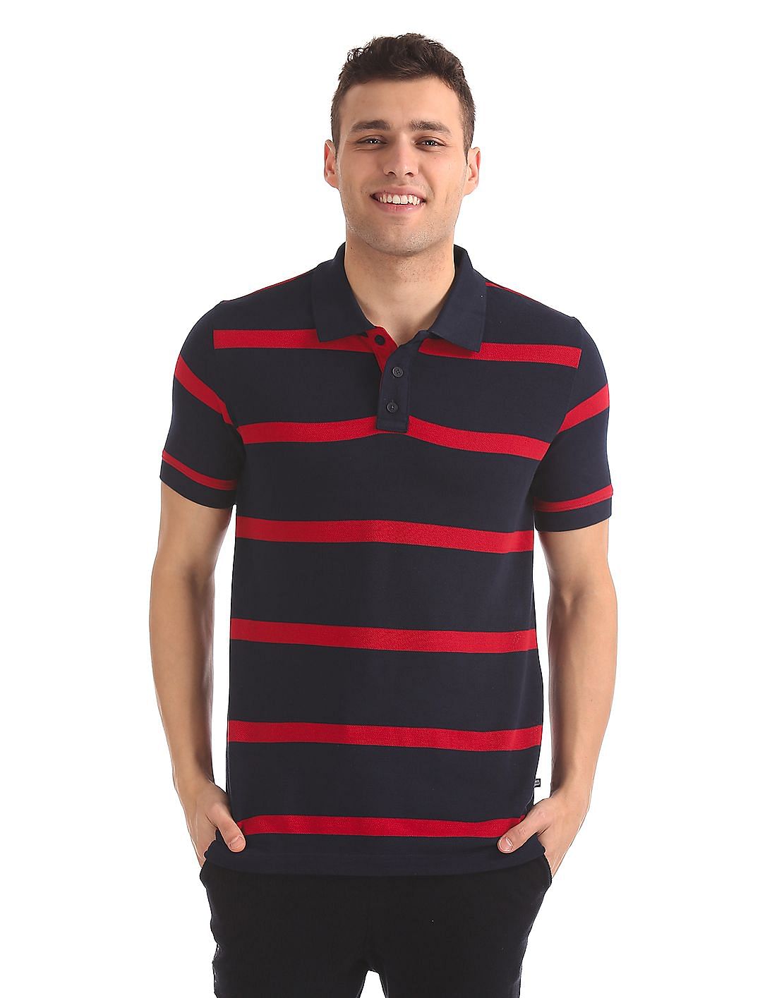 Buy Men Regular Fit Striped Polo Shirt online at NNNOW.com