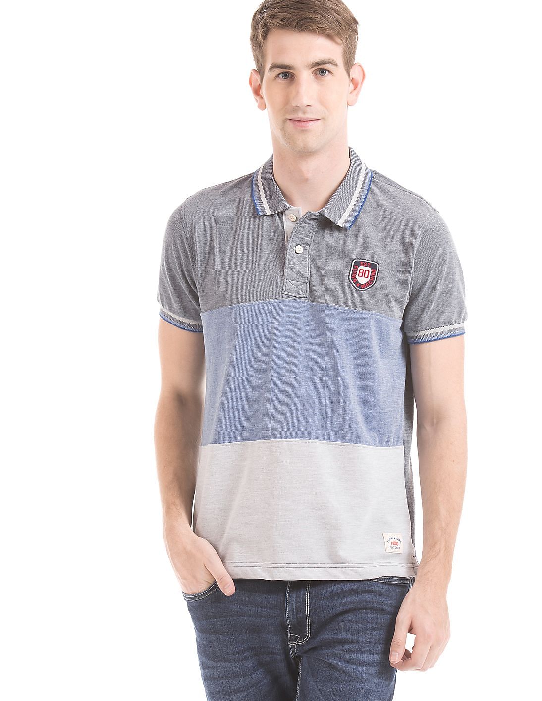 Buy Flying Machine Men Colour Block Regular Fit Polo Shirt - NNNOW.com