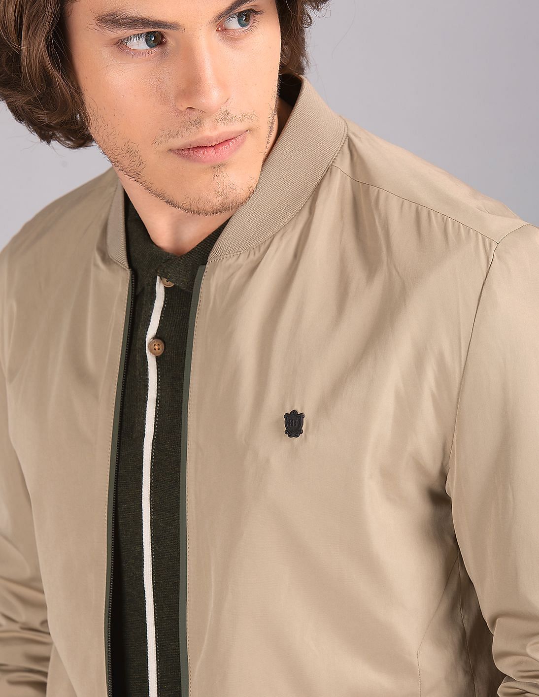 beige bomber jacket men